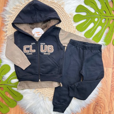 Inverno 2025 - Conj. Colete Club Fossil, Blusa e Calça em Moletom - Preto