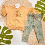 Inverno 2025 - Conj. Casaco Raposa Little Friend e Legging - Laranja Pastel