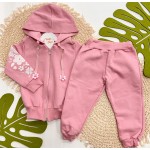 Inverno 2025 - Conj. Jaqueta Florzinhas com Capuz e Calça - Rosa