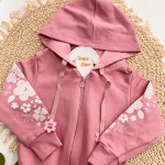Inverno 2025 - Conj. Jaqueta Florzinhas com Capuz e Calça - Rosa