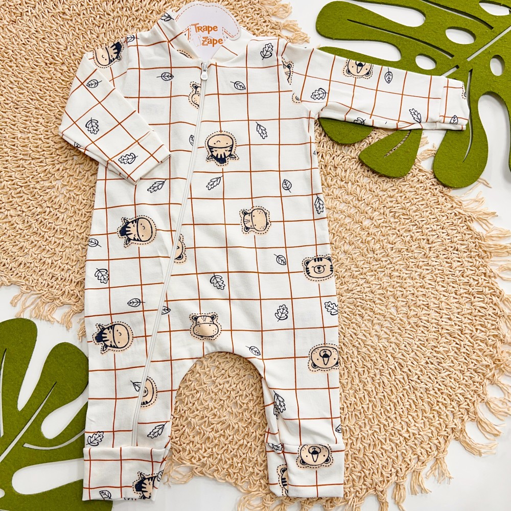 Inverno 2025 - Macacão Safari Baby com Abertura em Zíper - Creme