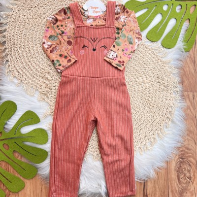 Inverno 2025 - Conj. Blusa Manga Longa e Jardineira Raposa - Ferrugem