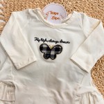 Inverno 2025 - Conj. Blusa Borboleta Fly High e Legging - Off White e Preto