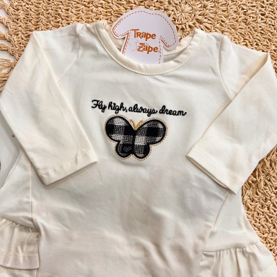 Inverno 2025 - Conj. Blusa Borboleta Fly High e Legging - Off White e Preto