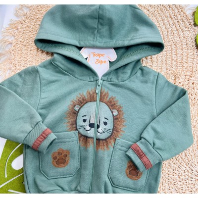 Inverno 2025 - Conj. Jaqueta com Capuz Lion e Calça em Moletom - Verde
