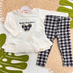 Inverno 2025 - Conj. Blusa Borboleta Fly High e Legging - Off White e Preto