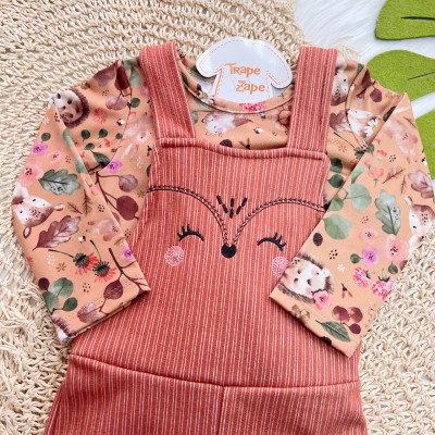 Inverno 2025 - Conj. Blusa Manga Longa e Jardineira Raposa - Ferrugem