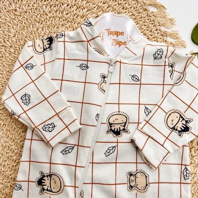 Inverno 2025 - Macacão Safari Baby com Abertura em Zíper - Creme