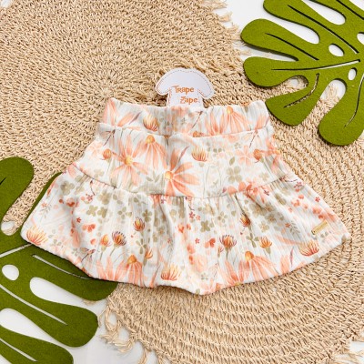 Inverno 2025 - Conj. Blusão Flower Time e Short-Saia Floral - Verde