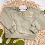 Inverno 2025 - Conj. Blusão Flower Time e Short-Saia Floral - Verde
