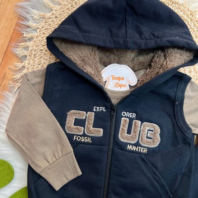 Inverno 2025 - Conj. Colete Club Fossil, Blusa e Calça em Moletom - Preto