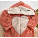Inverno 2024 - Macacão Pijama de Pelinho com Capuz Ursa - Rose e Areia