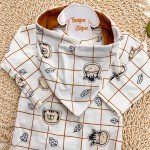 Inverno 2025 - Conj. Body Manga Longa, Babador Bandana e Calça Safari Baby - Creme
