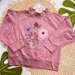 Inverno 2025 - Conj. Blusa Gola Alta e Short Saia com Flores - Rose