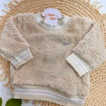 Inverno 2024 - Conj. Casaco e Calça de Pelinho com Brilhos - Areia