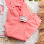  Inverno 2025 - Conj. Jaqueta "D" Girls e Calça em Moletom - Salmão e Mescla