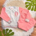  Inverno 2025 - Conj. Jaqueta "D" Girls e Calça em Moletom - Salmão e Mescla