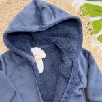 Inverno 2025 - Jaqueta em Plush Canelado com Capuz Irmão Maior - Azul Marinho