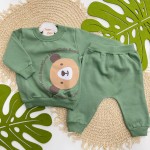 Inverno 2025 - Conj. Blusa Bear Cute e Calça em Moletom - Verde