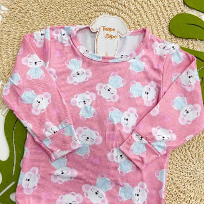 Inverno 2025 - Pijama Suede Ursinha Polar - Rosa