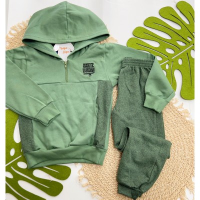 Inverno 2025 - Jaqueta com Capuz SkateBoard e Calça - Verde