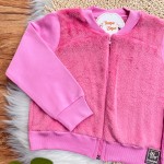 Inverno 2025 - Conj. Jaqueta com Plush e Calça em Moletom - Rosa