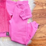 Inverno 2025 - Conj. Jaqueta com Plush e Calça em Moletom - Rosa