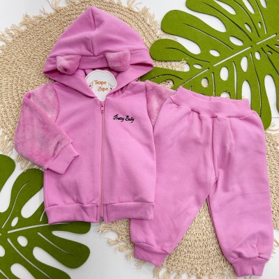 Inv 2025 - Cj. Jaqueta Pretty Baby e Calça em Moletom - Pink