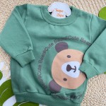 Inverno 2025 - Conj. Blusa Bear Cute e Calça em Moletom - Verde