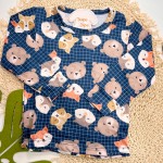 Inverno 2025 - Pijama Xadrez Animais - Azul Marinho