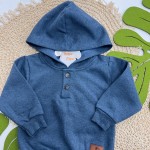 Inverno 2025 - Conj. Blusa em Mouline e Calça em Moletom - Azul Jeans