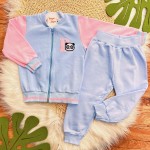  Inverno 2025 - Conj. Jaqueta "D" Pandinha e Calça em Moletom - Azul Bebê 