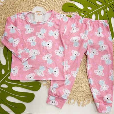 Inverno 2025 - Pijama Suede Ursinha Polar - Rosa