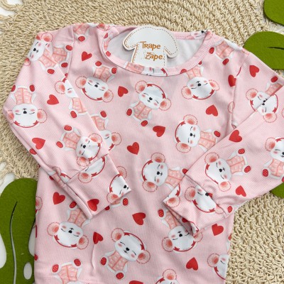 Inverno 2025 - Pijama Suede Ursinha Polar - Salmão