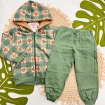 Inverno 2025 - Conj. Jaqueta Ursos Capuz com Pelinho e Calça - Verde