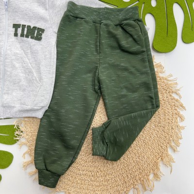 Inverno 2025 - Conj. Jaqueta Free Time e Calça em Moletom - Mescla e Verde