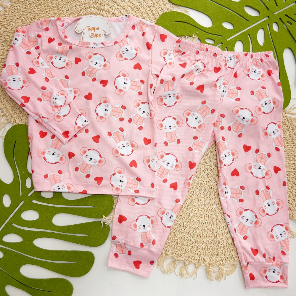 Inverno 2025 - Pijama Suede Ursinha Polar - Salmão