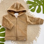 Inverno 2025 - Jaqueta em Plush Canelado com Capuz Irmão Menor - Caramelo