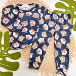 Inverno 2025 - Pijama Xadrez Animais - Azul Marinho