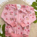 Inverno 2025 - Conj. Jaqueta Bomber Ursinha Floral e Calça em Moletom - Tricot Vermelho