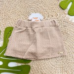 Inverno 2025 - Conj. Blusa Coração Bordado e Short-Saia Trançinhas - Off White e Areia