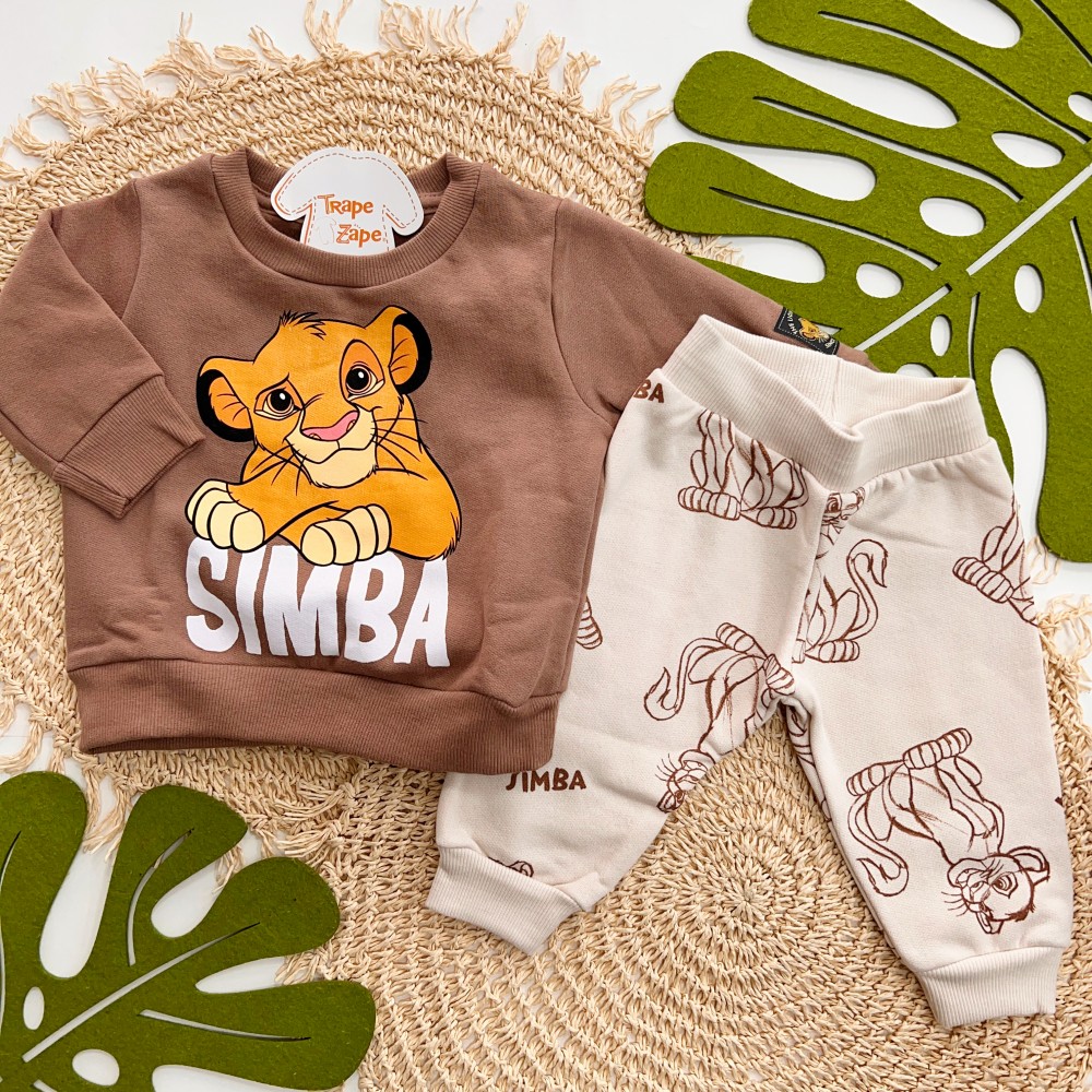 Inverno 2025 - Conj. Casaco e Calça de Moletom Simba - Marrom e Areia