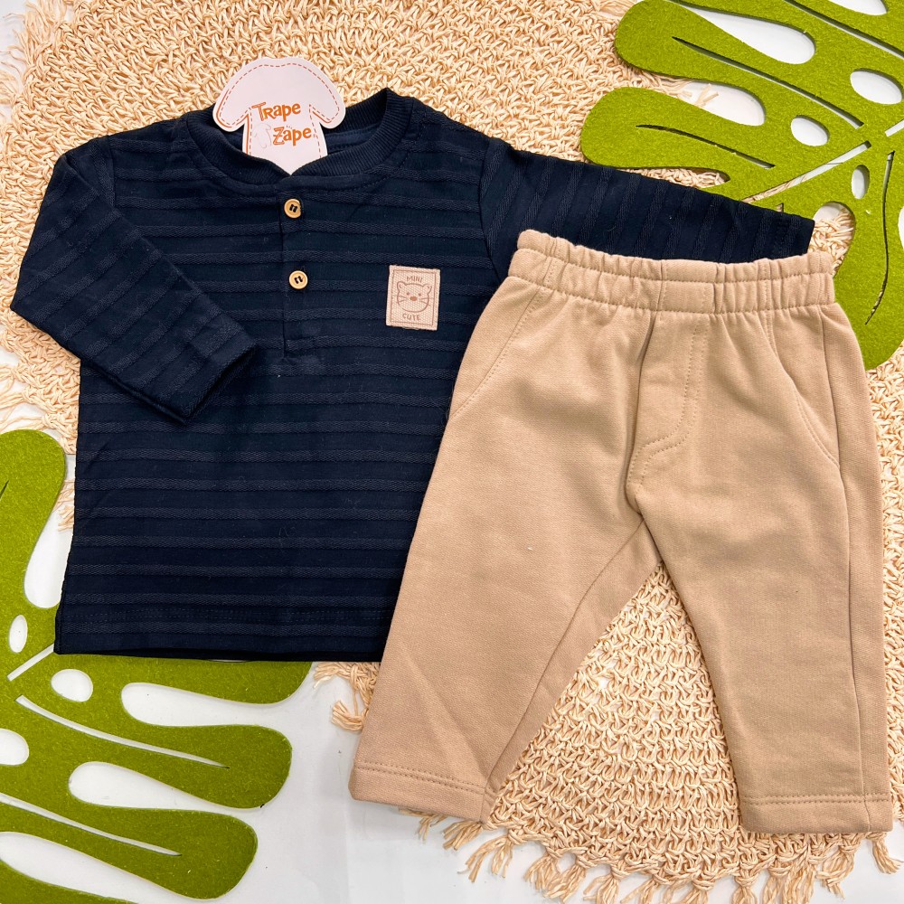 Inverno 2025 - Conj. Blusa Mini Cute e Calça em Moletom - Preto