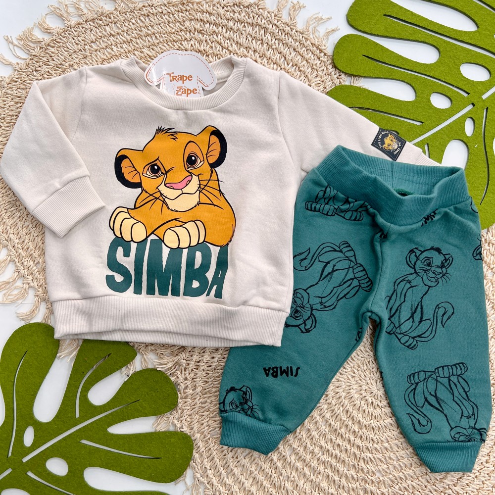 Inverno 2025 - Conj. Casaco e Calça de Moletom Simba - Areia e Verde