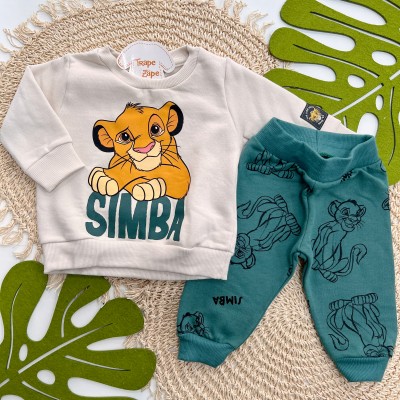 Inverno 2025 - Conj. Casaco e Calça de Moletom Simba - Areia e Verde