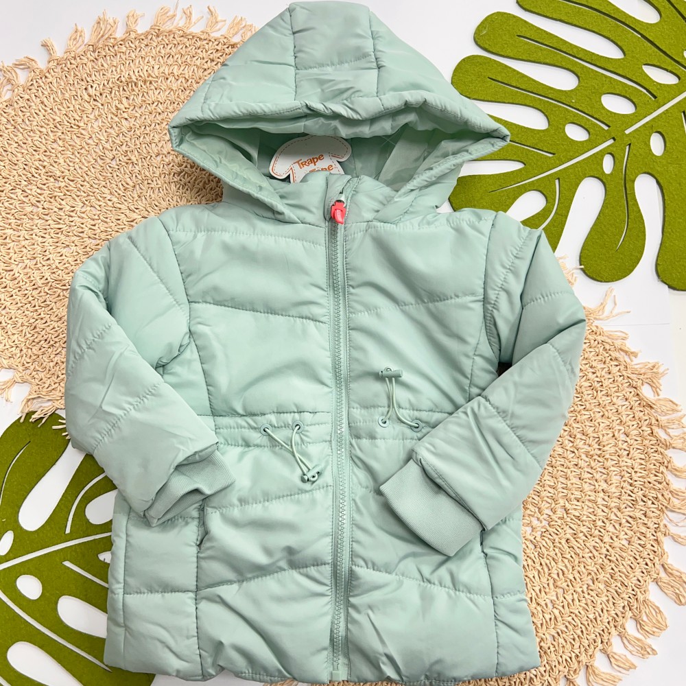 Inverno 2025 - Jaqueta Puffer com Capuz - Verde Claro