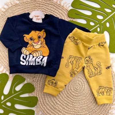 Inverno 2025 - Conj. Casaco e Calça de Moletom Simba - Marinho e Mostarda