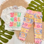  Inverno 2025 - Conj. Blusa Manga Longa "You Are You" e Legging - Off White