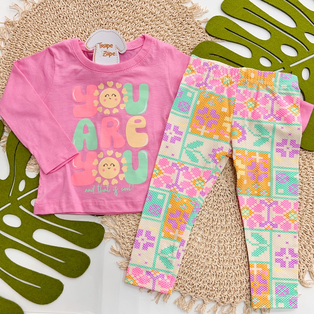 Inverno 2025 - Conj. Blusa Manga Longa "You Are You" e Legging - Rosa