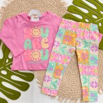 Inverno 2025 - Conj. Blusa Manga Longa "You Are You" e Legging - Rosa